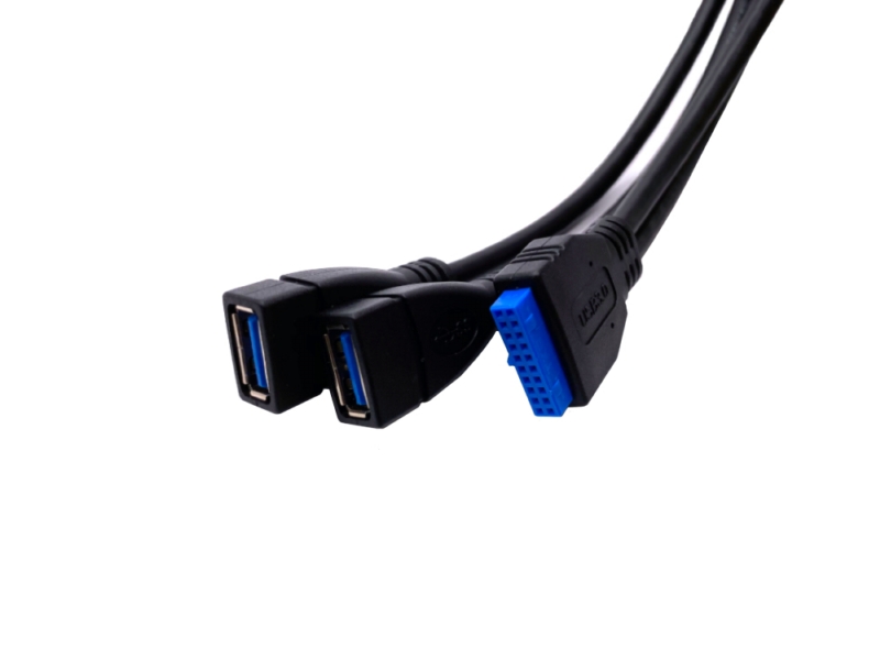 USB 3.0 2xA母頭 轉 USB 2×10 Pin 線材