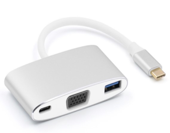 USB 集線器 – USB Type C 接 VGA + USB 3.0 + USB PowerDelivery快充